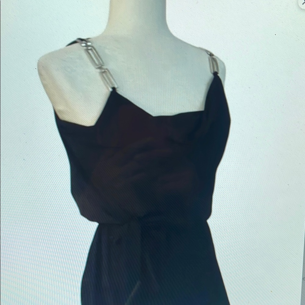 Elegant Black Dress with Chain Straps